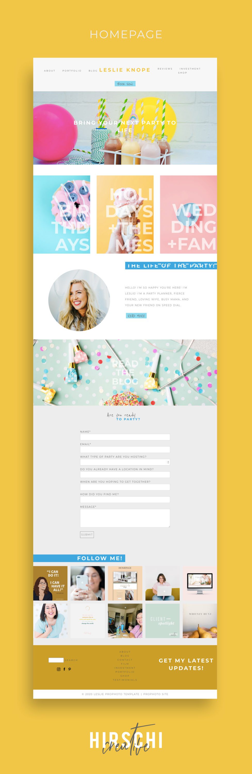 ProPhoto Templates Showit Designer Leslie Template Hirschi Creative